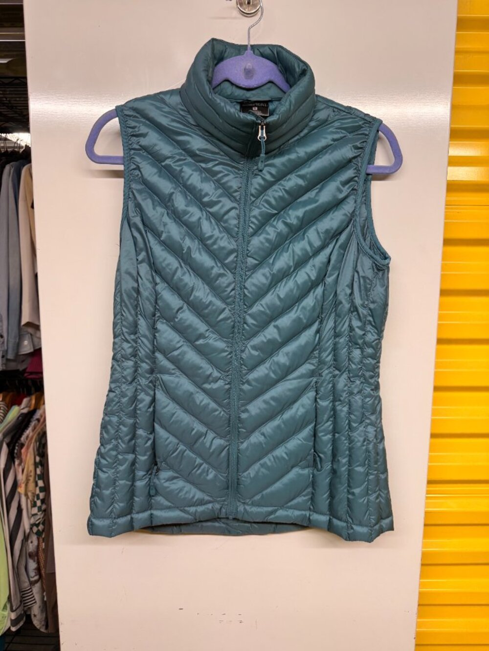 32 Degrees Ultra-Light Packable Teal Chevron Puffer Vest Size Small